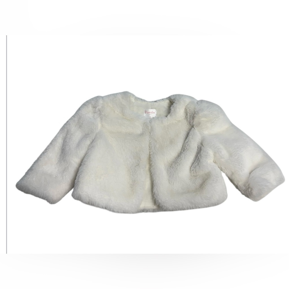 Fiorella Baby Off White / Ivory Faux Fur Jacket 6 months